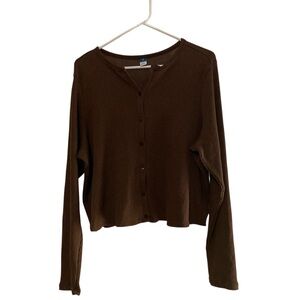Old Navy Brown Ribbed Button-Front Cardigan Women’s 2X Cozy Knit